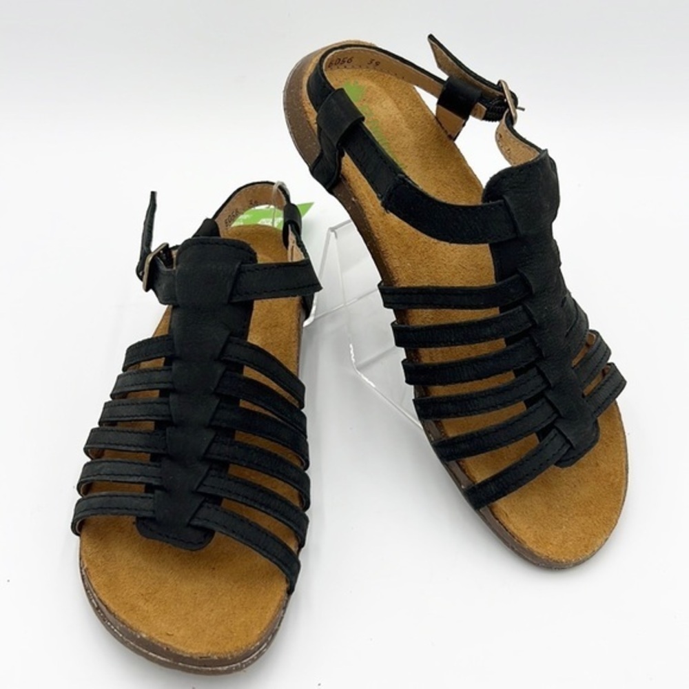 EL NATURALISTA WAKATAUA NWT PLEASANT BLACK LEATHER SANDAL SZ 39